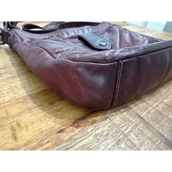 Frye Burgundy Melissa Button 100% Soft Leather Crossbody Bag Snap Zipper Zip EUC - Picture 5 of 14